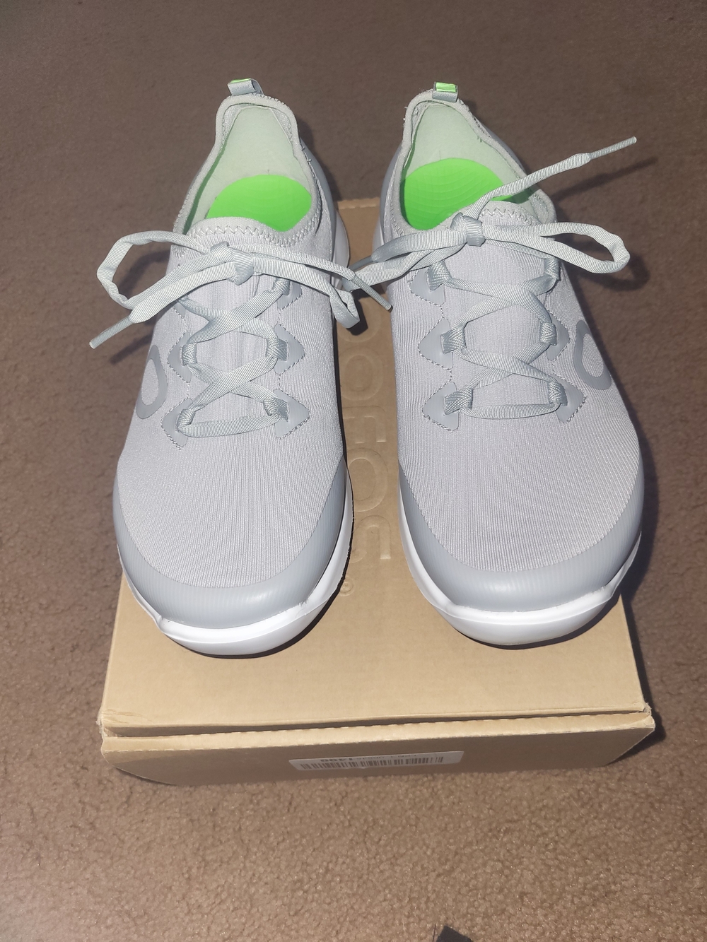 OOFOS Women’s Light Gray Knit Sneakers with Lime Insole